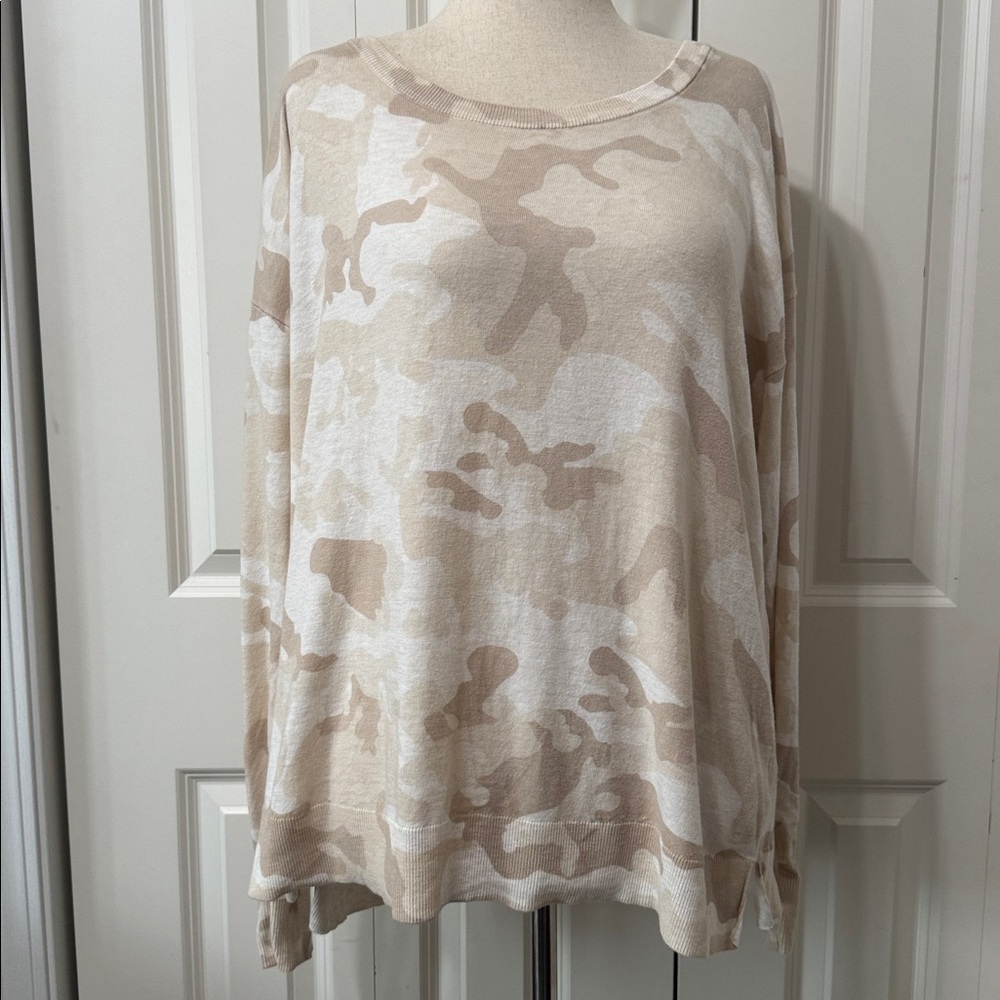 Sanctuary Camouflage Print Sweater, Beige & Cream